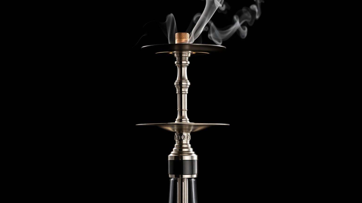 Premium hookah with silver details against a black background